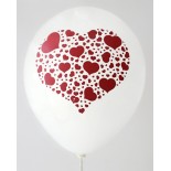 White Hearts Printed Balloons